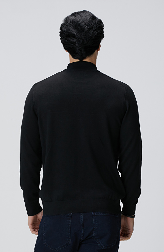 Siyah Yün Karışımlı Kazak