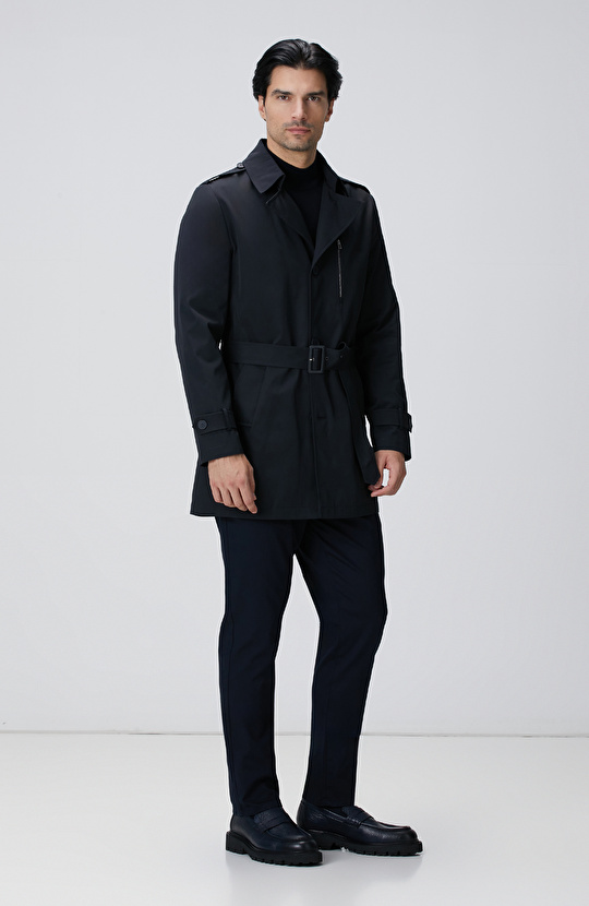 Lacivert Yün Karışımlı Kazak