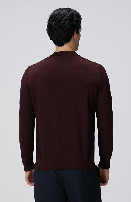 Bordo Yün Karışımlı Triko Kazak