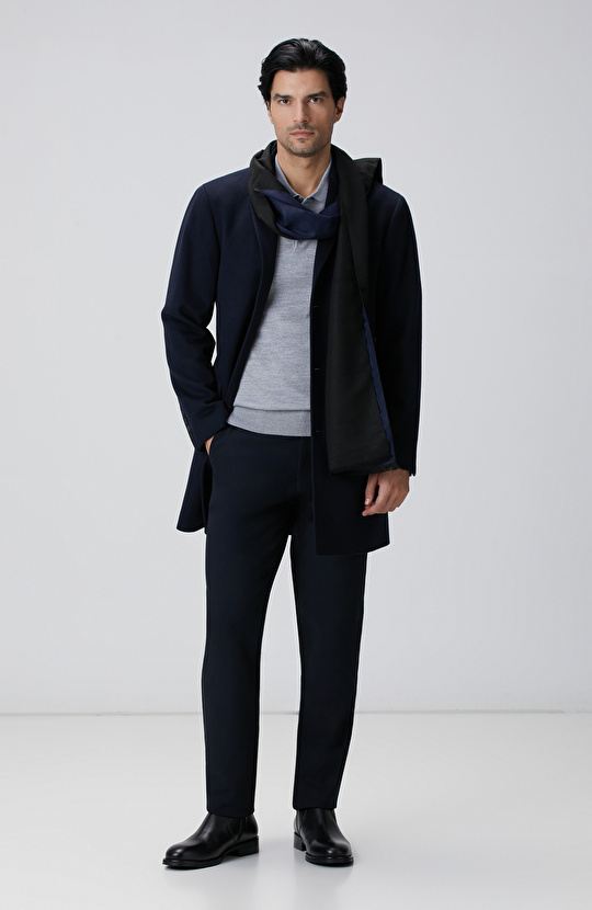 Gri Melanj Yün Karışımlı Triko Kazak