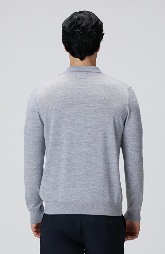 Gri Melanj Yün Karışımlı Triko Kazak