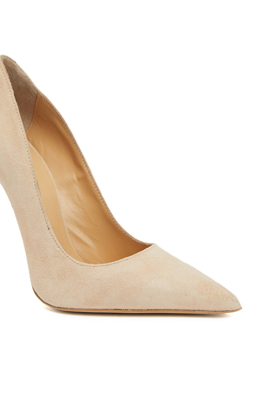 Bej Süet Topuklu Ayakkabı