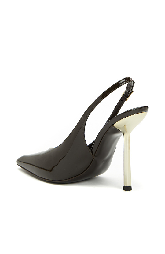 Kahverengi Deri Topuklu Ayakkabı