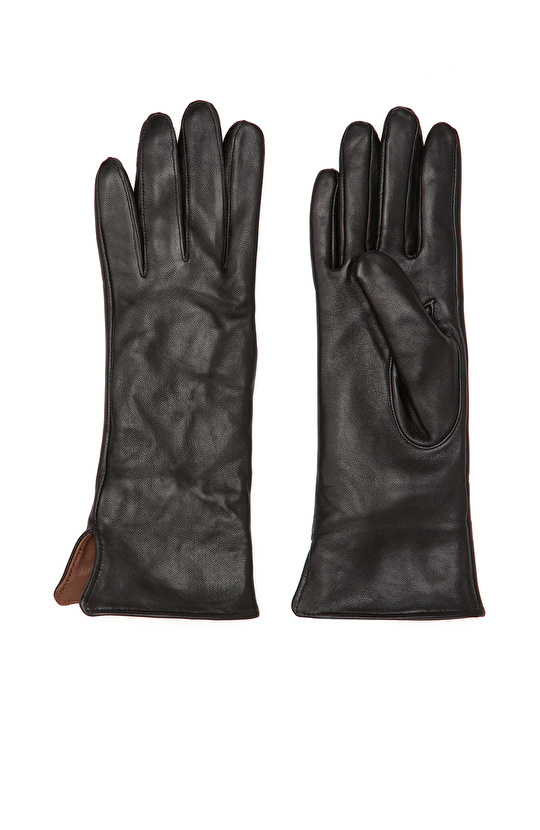 Siyah Kadın Deri Eldiven
