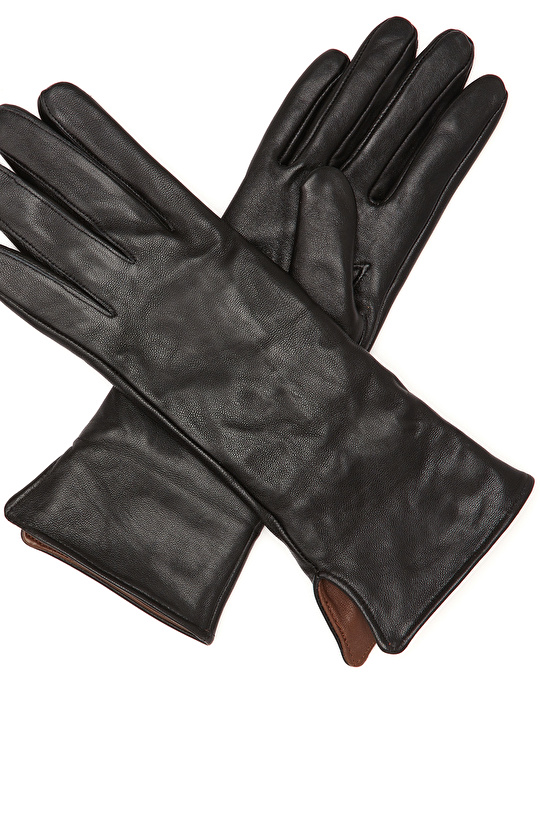 Siyah Kadın Deri Eldiven