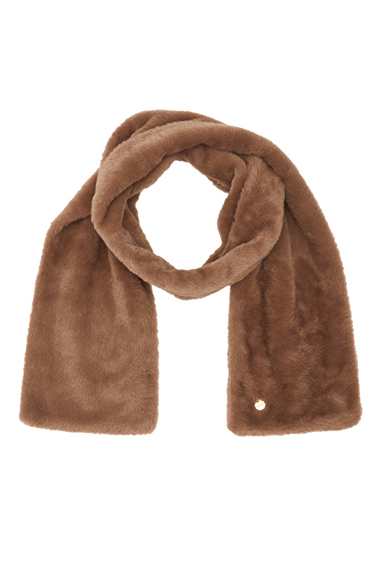 Kahverengi Kadın Peluş Atkı