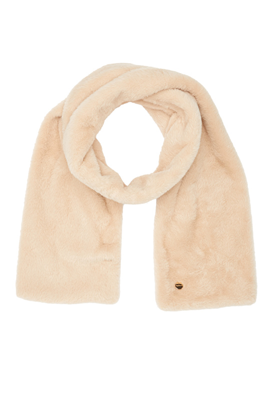 Bej Kadın Peluş Atkı