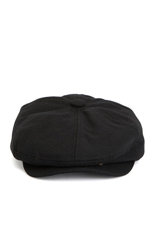 Siyah Yün Karışımlı Erkek Şapka