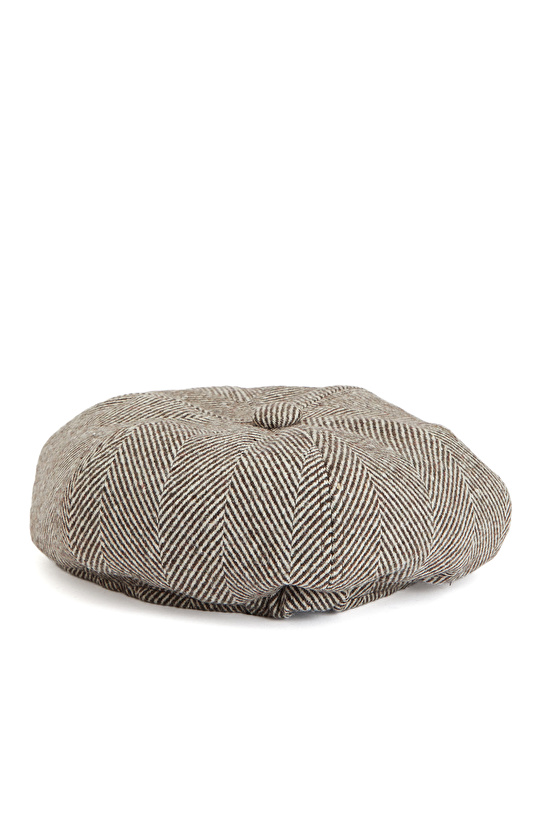 Kahverengi Yün Karışımlı Erkek Şapka