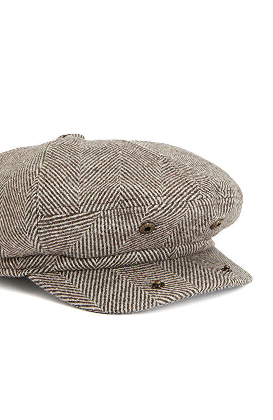 Kahverengi Yün Karışımlı Erkek Şapka