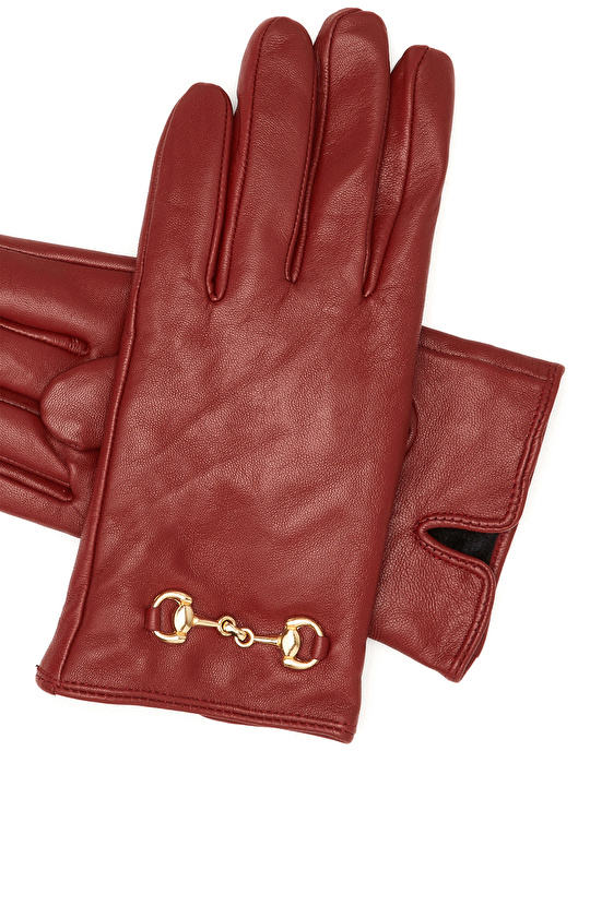 Bordo Kadın Deri Eldiven