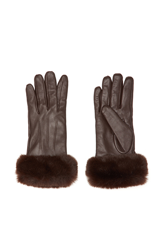 Kahverengi Kadın Deri Karışımlı Eldiven Kahverengi Kadın Deri Karışımlı Eldiven