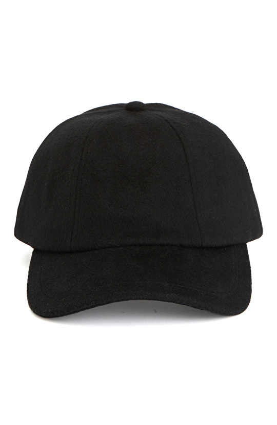 Siyah Yün Karışımlı Erkek Cap Şapka