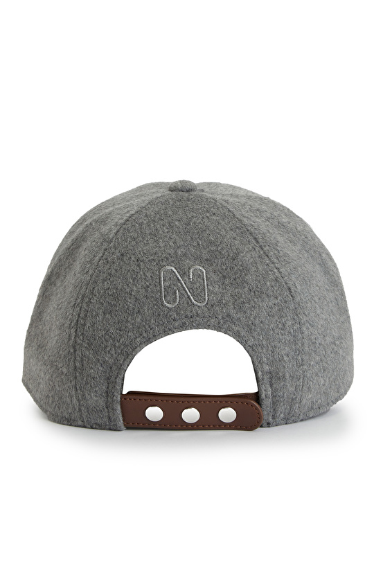 Gri Kadın Yün Cap Şapka