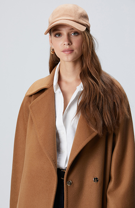 Camel Yün Karışımlı Kadın Şapka