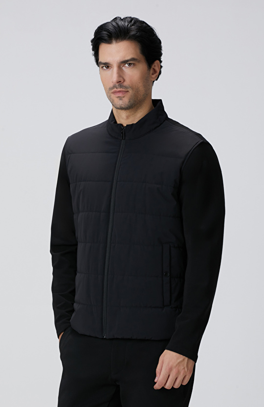 Siyah Triko Kollu Mont