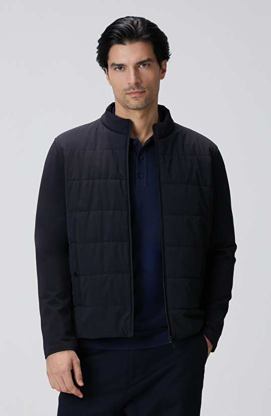 Lacivert Triko Kollu Mont