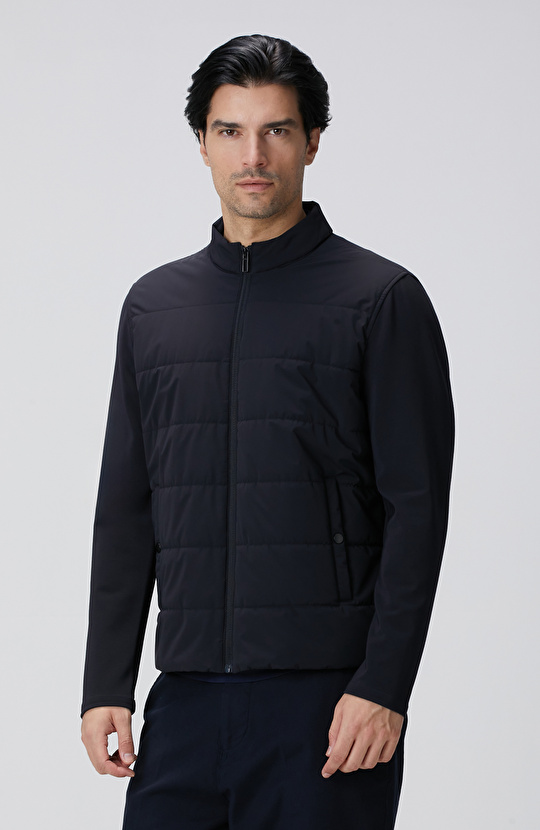 Lacivert Triko Kollu Mont