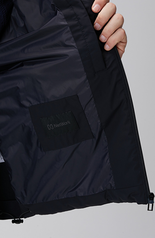 Lacivert Triko Kollu Mont