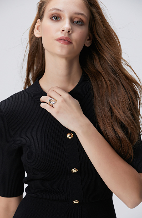 Gümüş Altın Rengi Kadın Yüzük