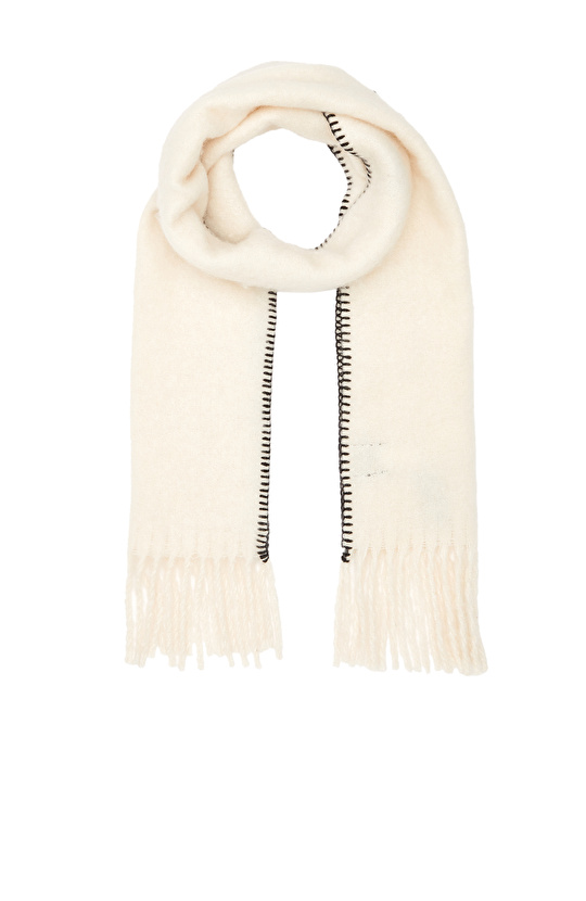 Kırık Beyaz Kadın Yün Karışımlı Atkı