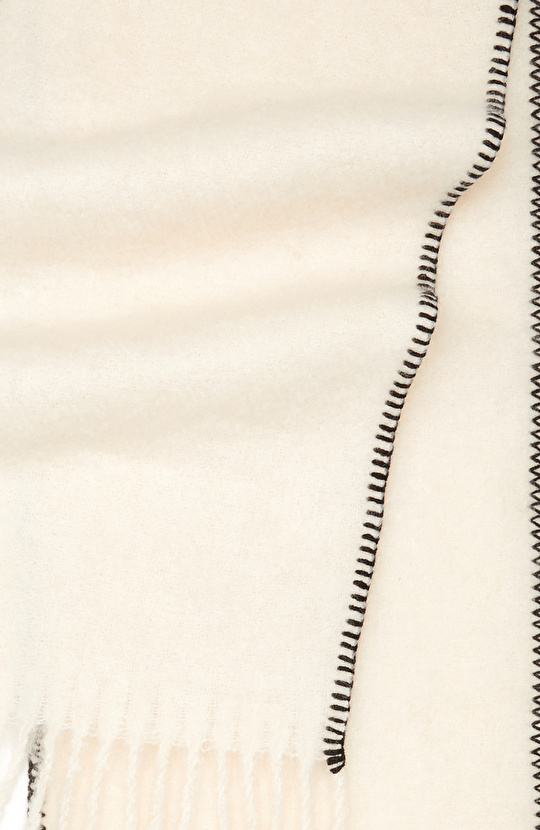 Kırık Beyaz Kadın Yün Karışımlı Atkı