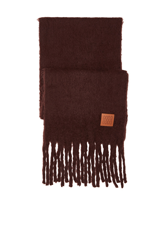 Koyu Kahverengi Kadın Yün Karışımlı Atkı