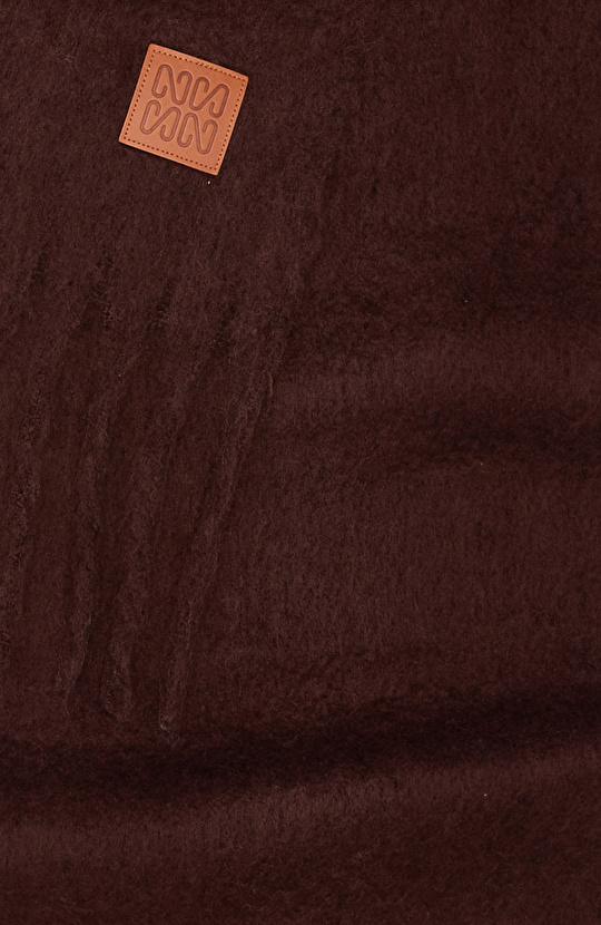 Koyu Kahverengi Kadın Yün Karışımlı Atkı