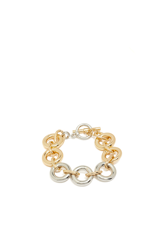 Gümüş Altın Rengi Kadın Zincir Bileklik