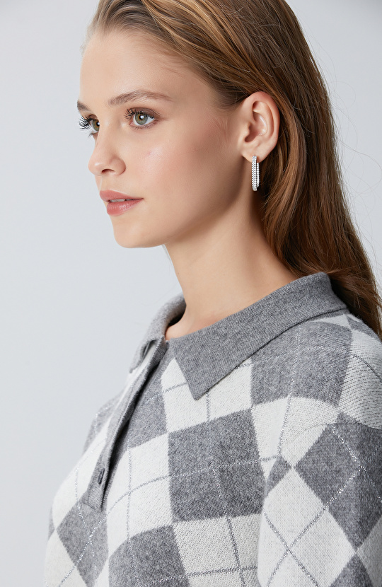 Silver Kadın Taşlı Küpe