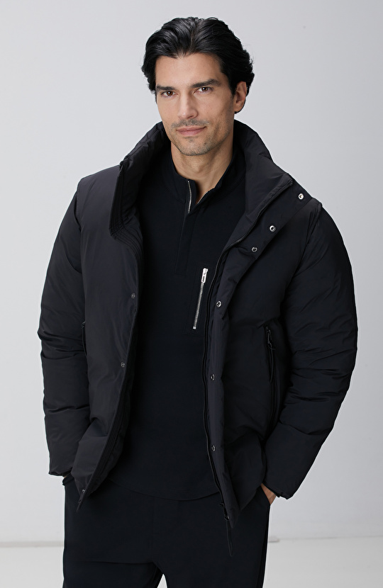 Siyah Yelek Olabilen Puffer Mont