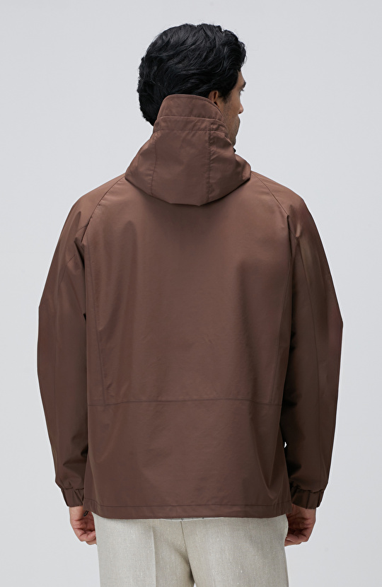 Kahverengi Kapüşonlu İnce Mont