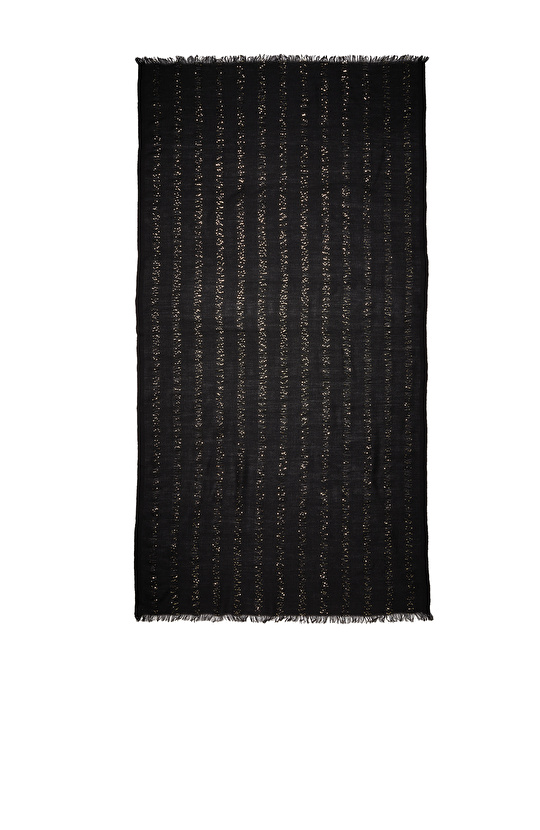 Siyah Yün Karışımlı Kadın Fular