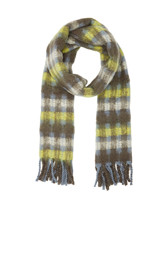 Yeşil Kadın Yün Karışımlı Atkı