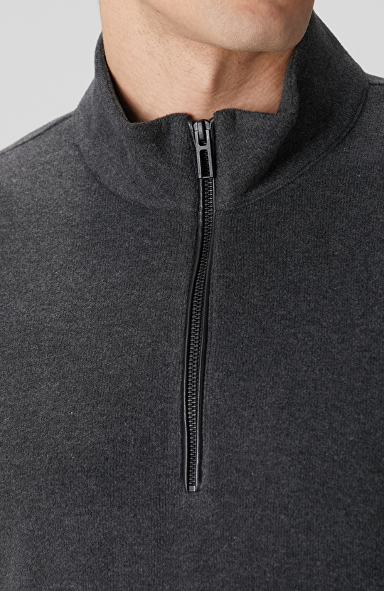 Antrasit Dik Yaka Fermuarlı Sweatshirt