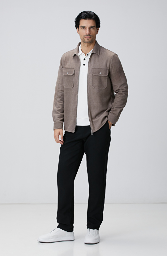 Kırık Beyaz Polo Yaka Çıtçıtlı Sweatshirt