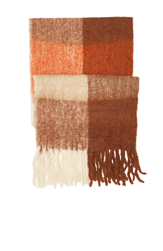 Ekru Kadın Yün Karışımlı Atkı