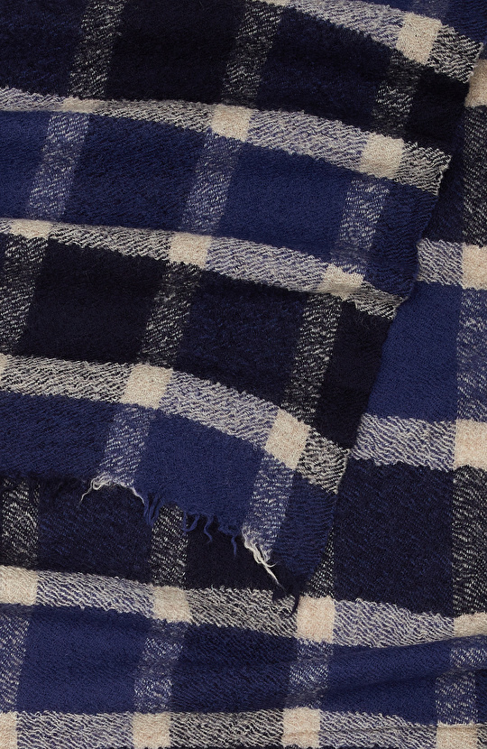 Lacivert Desenli Yün Şal