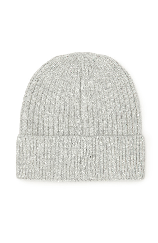 Gri Kadın Yün Karışımlı Bere