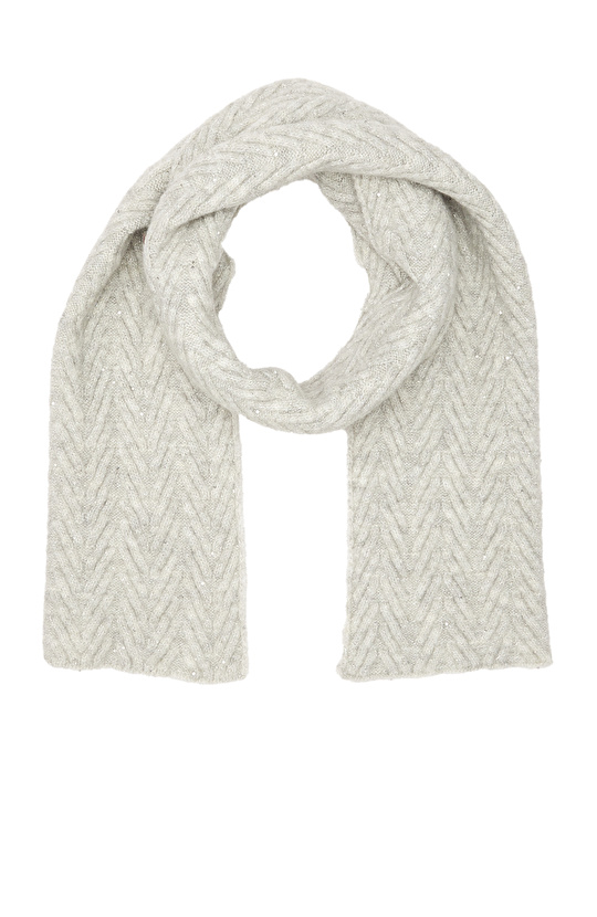 Gri Siyah Beyaz Yün Karışımlı Atkı