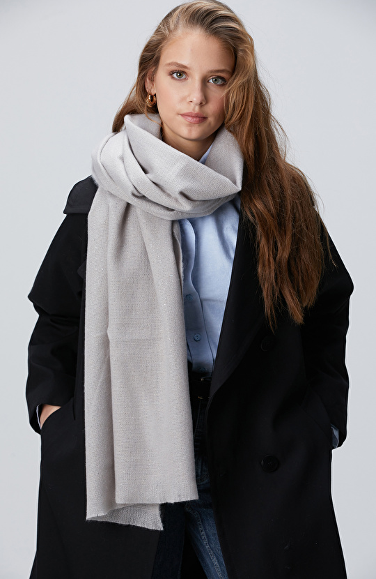 Gri Yün İçerikli Kadın Şal