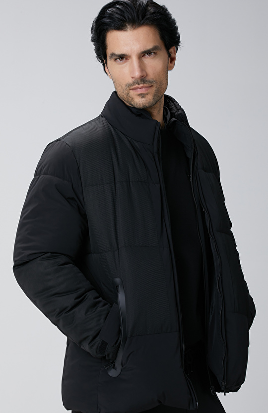 N-Tech Siyah Dik Yaka Puffer Mont