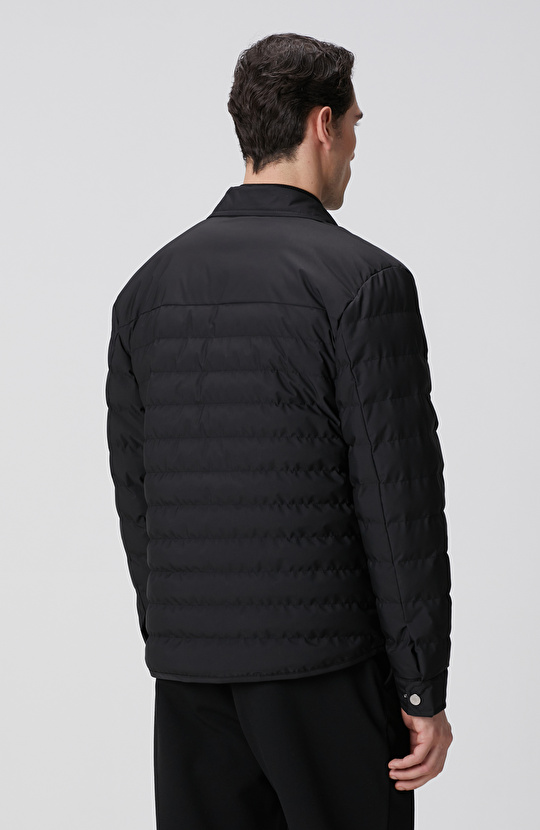 Siyah Yan Cep Detaylı Kapitone Coat Ceket