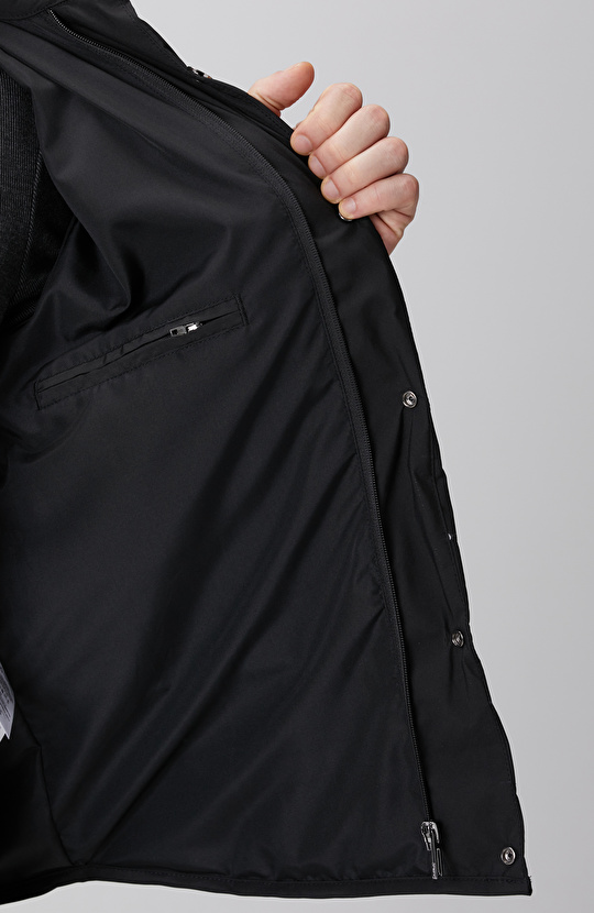 Siyah Yan Cep Detaylı Kapitone Coat Ceket