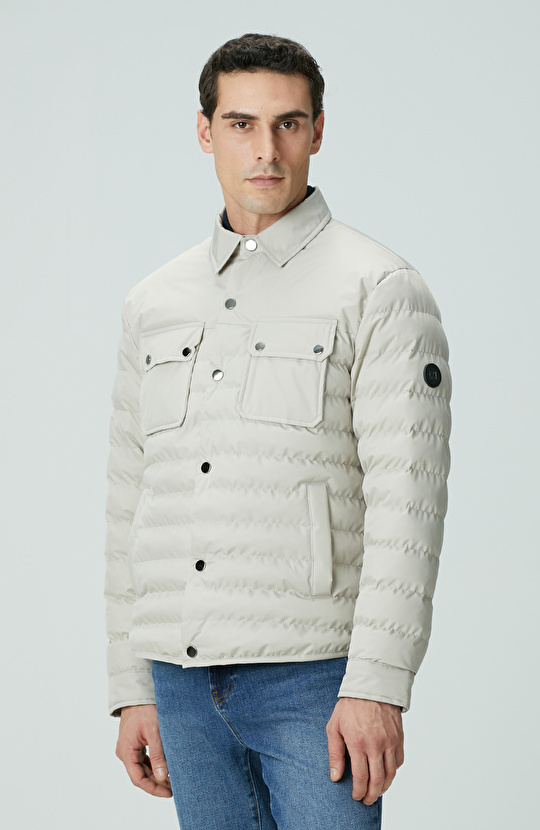 Bej Yan Cep Detaylı Kapitone Coat Ceket