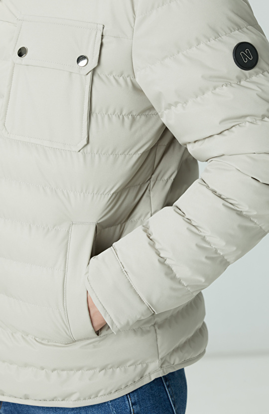 Bej Yan Cep Detaylı Kapitone Coat Ceket