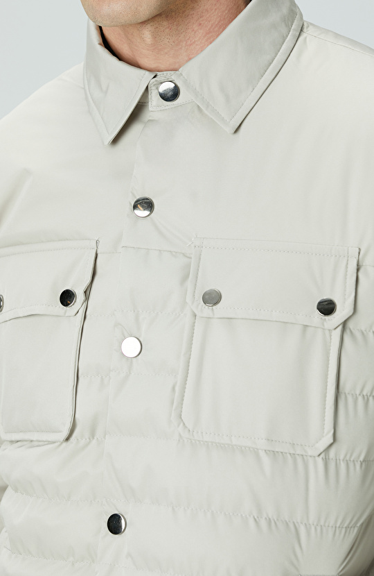 Bej Yan Cep Detaylı Kapitone Coat Ceket