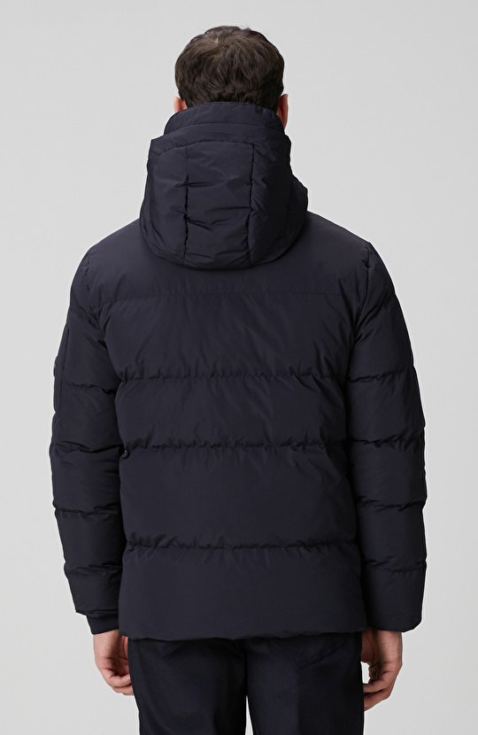 Lacivert Kapüşonlu Kapitoneli Casual Kaban