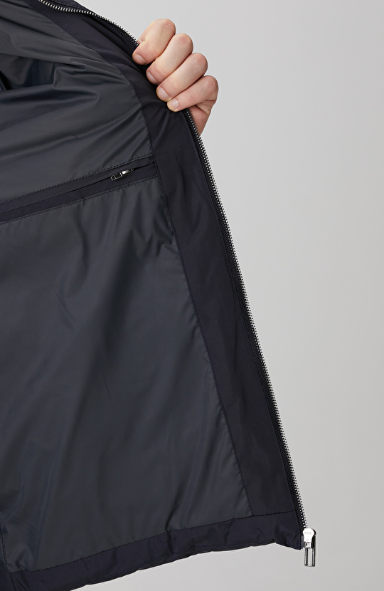 Lacivert Kapüşonlu Kapitoneli Casual Kaban