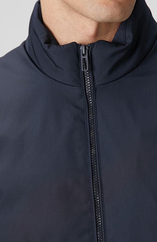 Lacivert Dik Yaka Su İtici Özellikli Mont